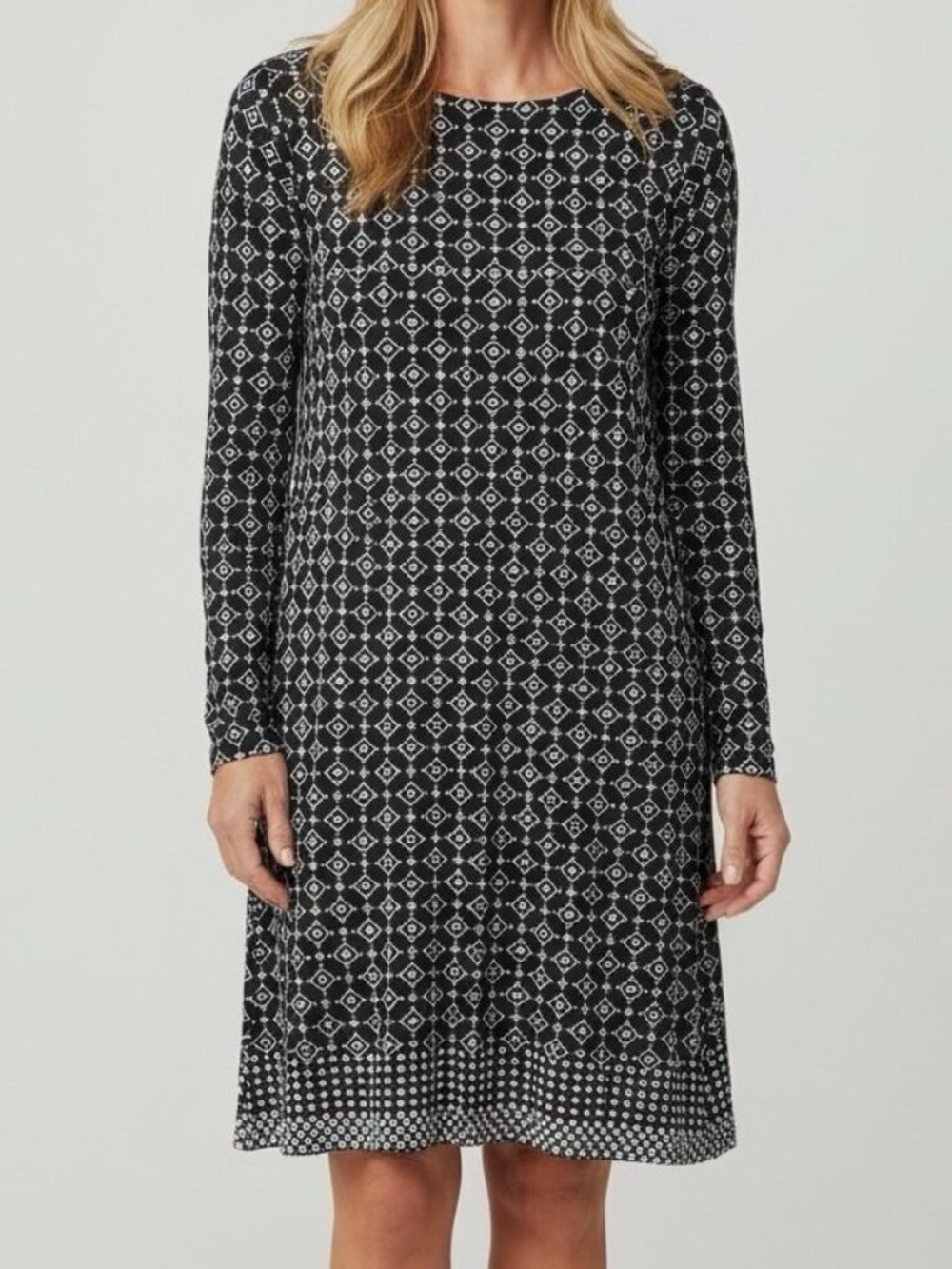 J. Jill Luxurious Wearever Black Linear Diamonds Dress Size Small